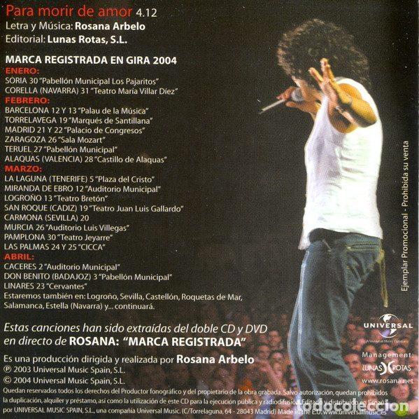 CDs de m&uacute;sica: Rosana &ndash; Para Morir De Amor (CD, Universal ROSANA14) - Foto 2