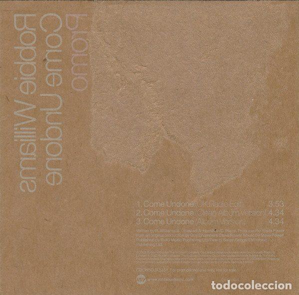 CDs de m&uacute;sica: Robbie Williams &ndash; Come Undone (CD, Chrysalis CDCHSDJX5151) - Foto 2