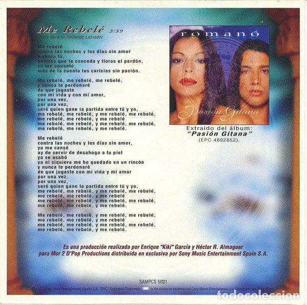 CDs de m&uacute;sica: Roman&oacute; &ndash; Me Rebel&eacute; (CD, Epic SAMPCS 5021) - Foto 2