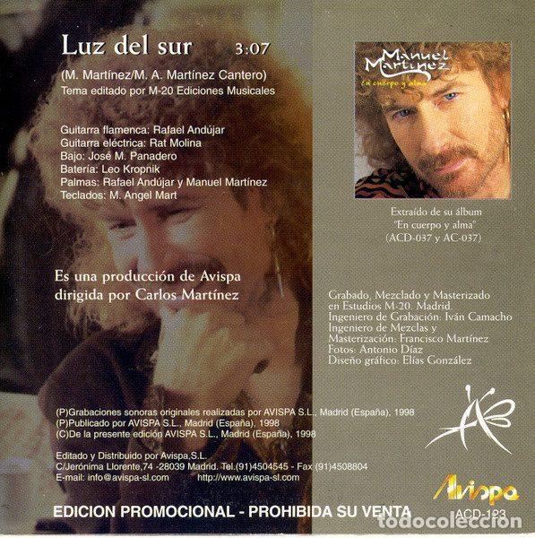 CDs de m&uacute;sica: Manuel Mart&iacute;nez Pradas &ndash; Luz Del Sur (CD, Avispa ACD-123) - Foto 2