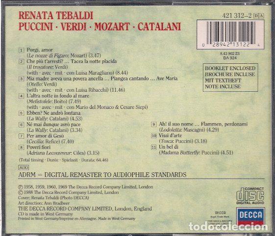 CDs de m&uacute;sica: Renata Tebaldi &ndash; Opera Gala (CD, Decca 421 312-2 ) - Foto 2