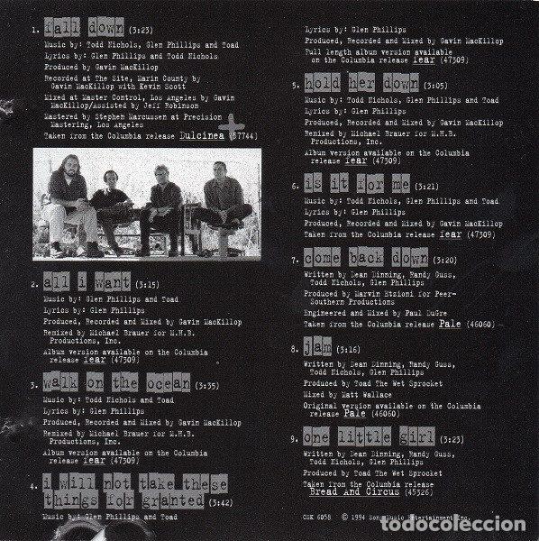 CDs de m&uacute;sica: Toad The Wet Sprocket &ndash; Fall Down + (CD, Columbia CSK 6058) - Foto 4