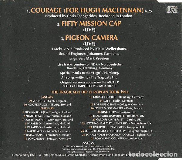 CDs de m&uacute;sica: The Tragically Hip &ndash; Courage (CD, MCA Records MCD 30238) - Foto 4