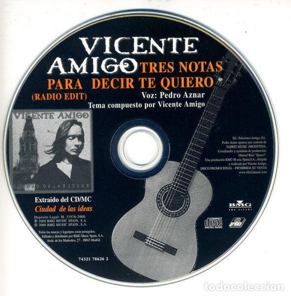 CDs de m&uacute;sica: Vicente Amigo &ndash; Tres Notas Para Decir Te Quiero (CD, BMG Espa&ntilde;a 74321 78626 2)