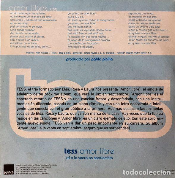 CDs de m&uacute;sica: Tess &ndash; Amor Libre (CD, WEA SPN330W) - Foto 2