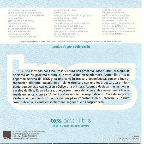 CDs de m&uacute;sica: Tess &ndash; Amor Libre (CD, WEA SPN330W) - Foto 5