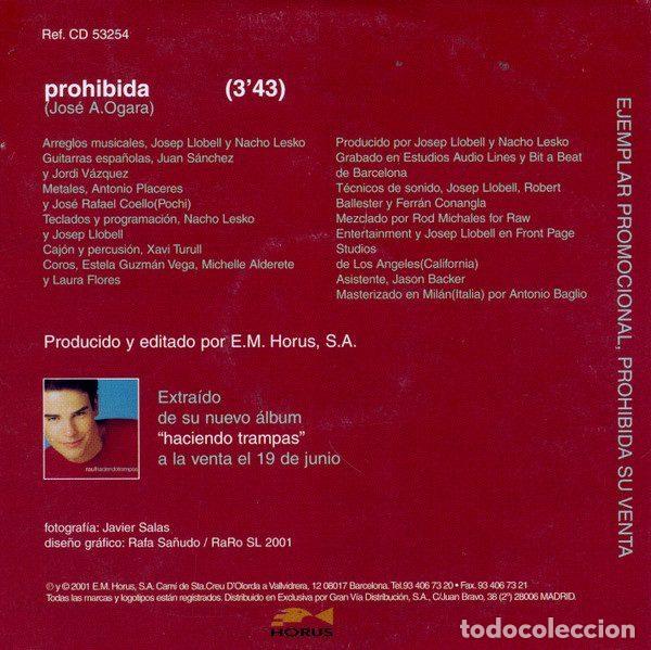 CDs de m&uacute;sica: Ra&uacute;l &ndash; Prohibida (CD, Horus CD 53254) - Foto 2