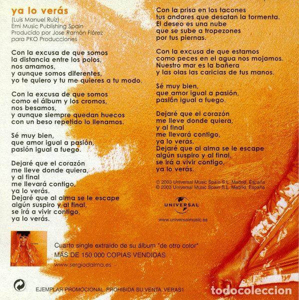 CDs de m&uacute;sica: Sergio Dalma &ndash; Ya Lo Ver&aacute;s (CD, Universal VERAS1) - Foto 2