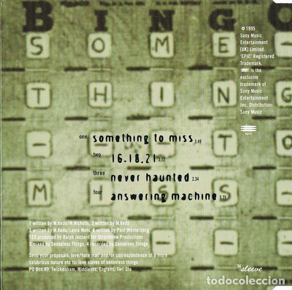 CDs de m&uacute;sica: Senseless Things &ndash; Something To Miss (CD, Epic 661116 2) - Foto 3