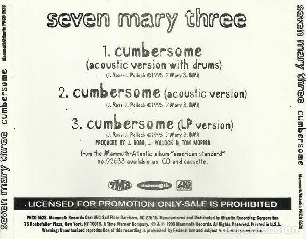 CDs de m&uacute;sica: Seven Mary Three &ndash; Cumbersome (CD, Atlantic PRCD 6528) - Foto 2