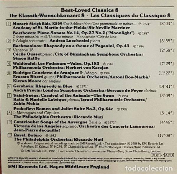 CDs de m&uacute;sica: Various &ndash; Best - Loved Classics 8 (CD, Best - Loved Classics CDZ 7 62507 2) - Foto 4