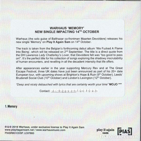CDs de m&uacute;sica: Warhaus &ndash; Memory (CDr, Play It Again Sam PIAS951CDSP) - Foto 2