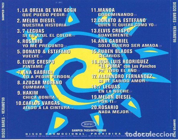 CDs de m&uacute;sica: Various &ndash; Disco Bares - Verano 99 (CD, Epic SAMPCD 7423) - Foto 4