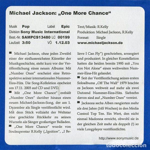 CDs de m&uacute;sica: Michael Jackson &ndash; One More Chance (CD, Epic SAMPCS 13480 1) - Foto 6