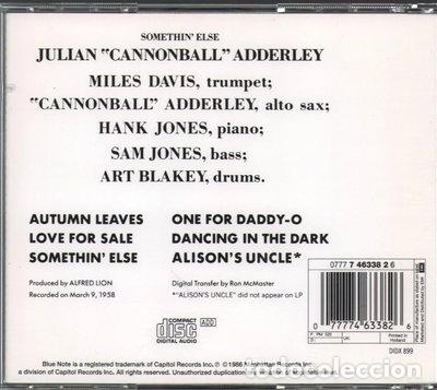 CDs de m&uacute;sica: Somethin Else- 0077774633826 - Foto 1