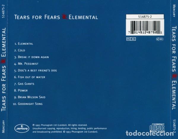CDs de m&uacute;sica: Tears for Fears - Elemental - Foto 2