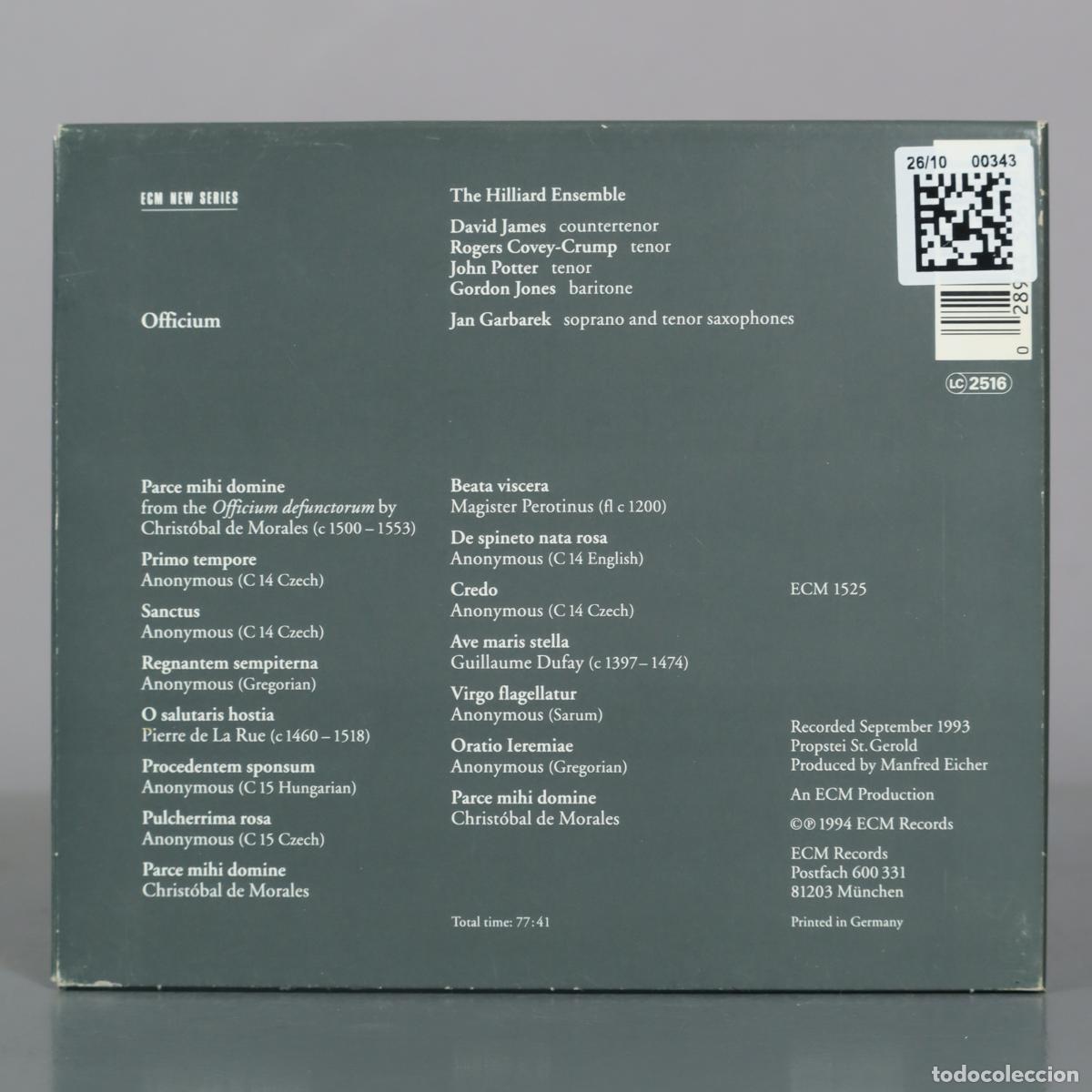 CDs de m&uacute;sica: CD. Officium - Jan Garbarek - The Hilliard Ensemble - Foto 2