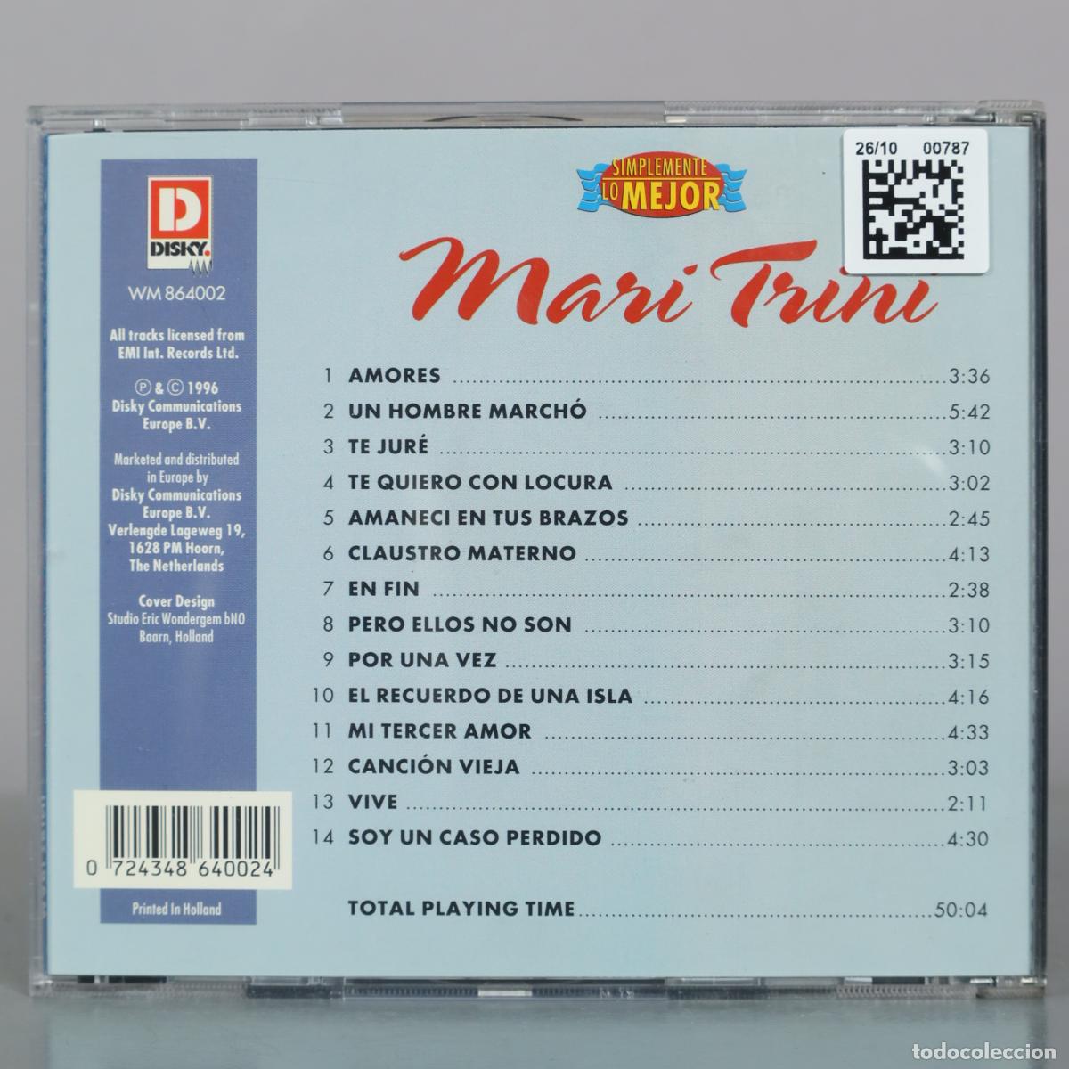 CDs de m&uacute;sica: CD. Mari Trini - Simplemente lo mejor - Disky - Foto 2