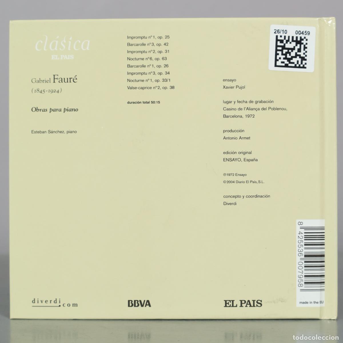 CDs de m&uacute;sica: CD. Obras para piano - Faur&eacute; - Esteban S&aacute;nchez - Foto 2