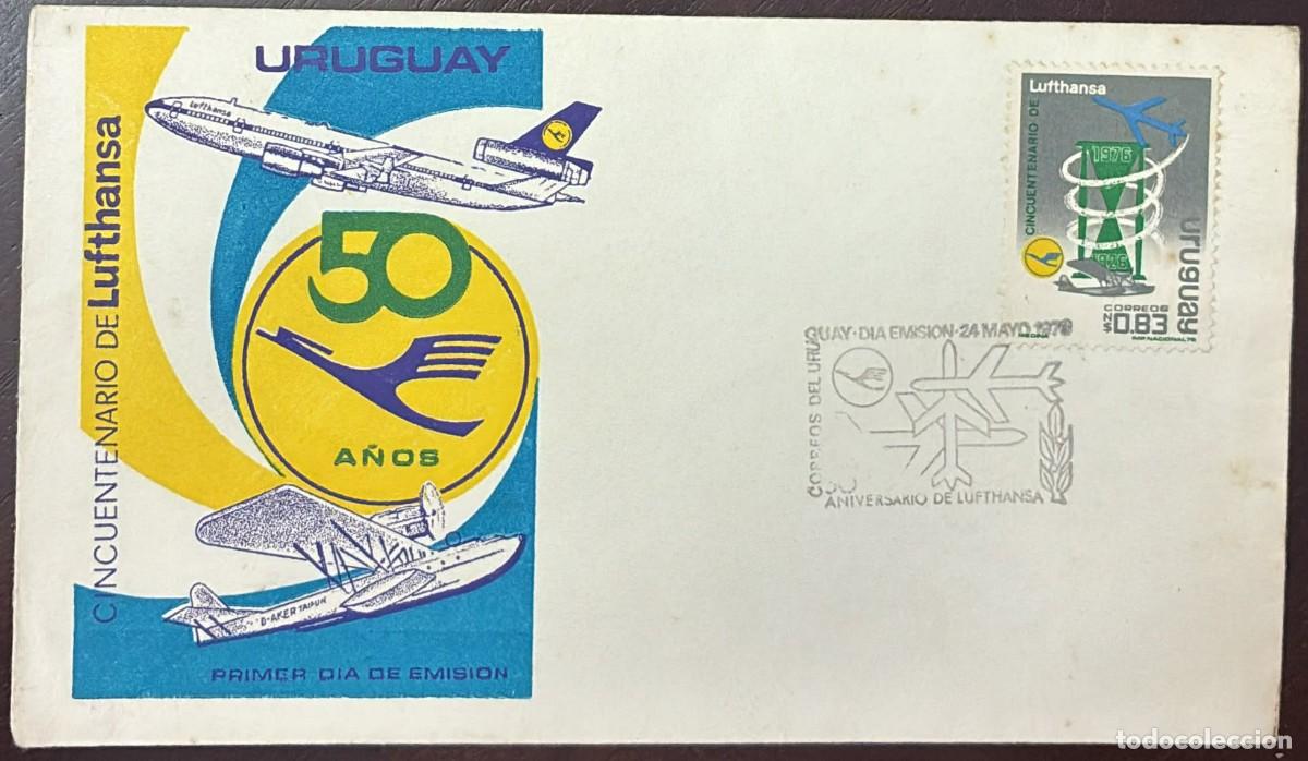 CDs de m&uacute;sica: TS) 1976 URUGUAY, FDC,50TH ANNIVERSARY OF THE GERMAN AIRLINE LUFTHANSA,VF.