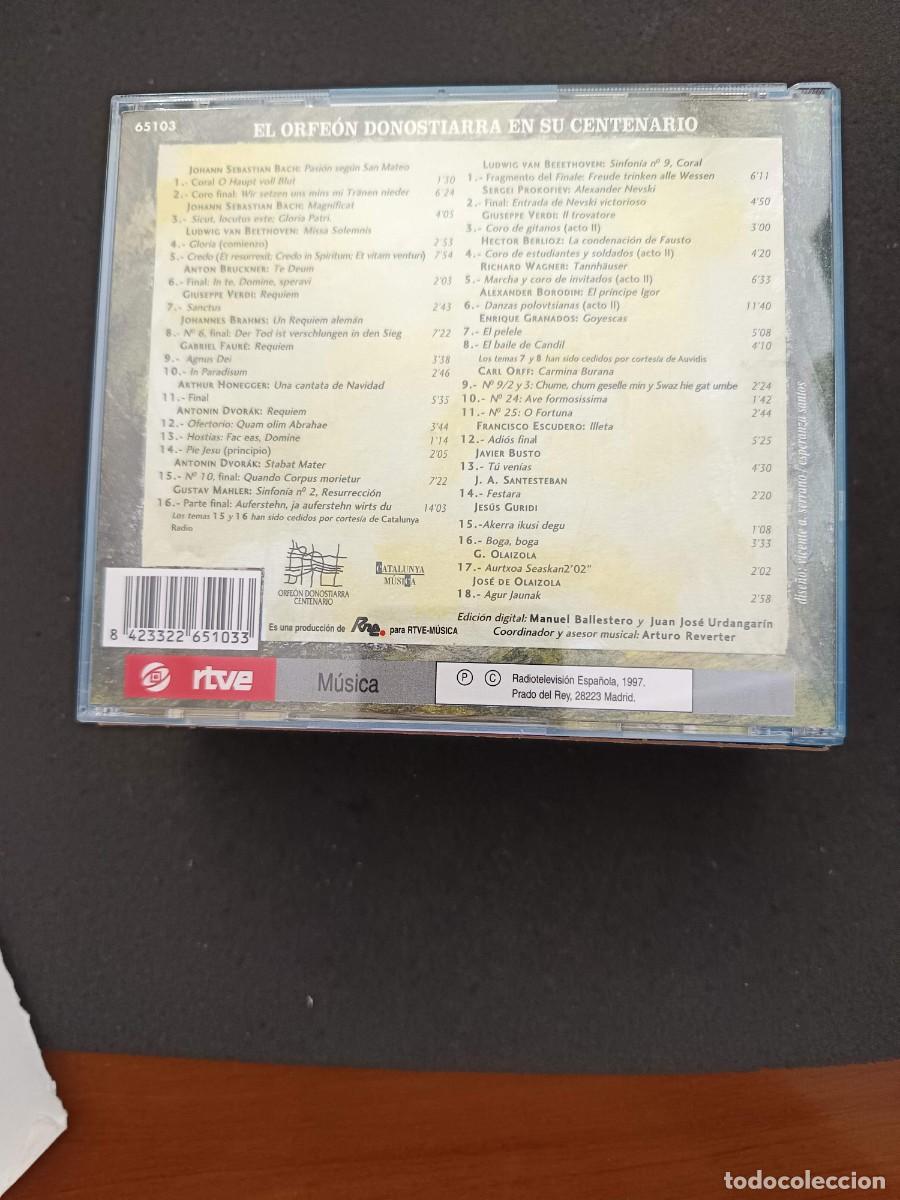 CDs de m&uacute;sica: 2 CD. EL ORFE&Oacute;N DONOSTIARRA EN SU CENTENARIO - Foto 2