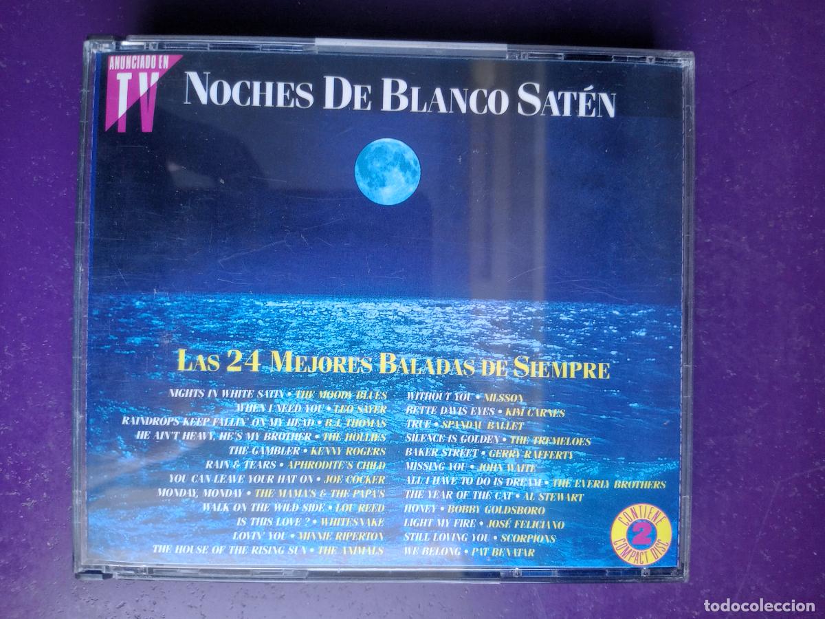 CDs de m&uacute;sica: NOCHES DE BLANCO SATEN - DOBLE CD EMI 1991 - LAS 24 MEJORES BALADAS 60'S 70'S 80'S - MUY POCO USO