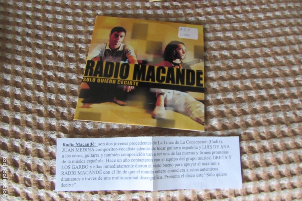 CDs de m&uacute;sica: RADIO MACANDE SOLO QUIERO DECIRTE PROMO CD SINGLE CADENA 100