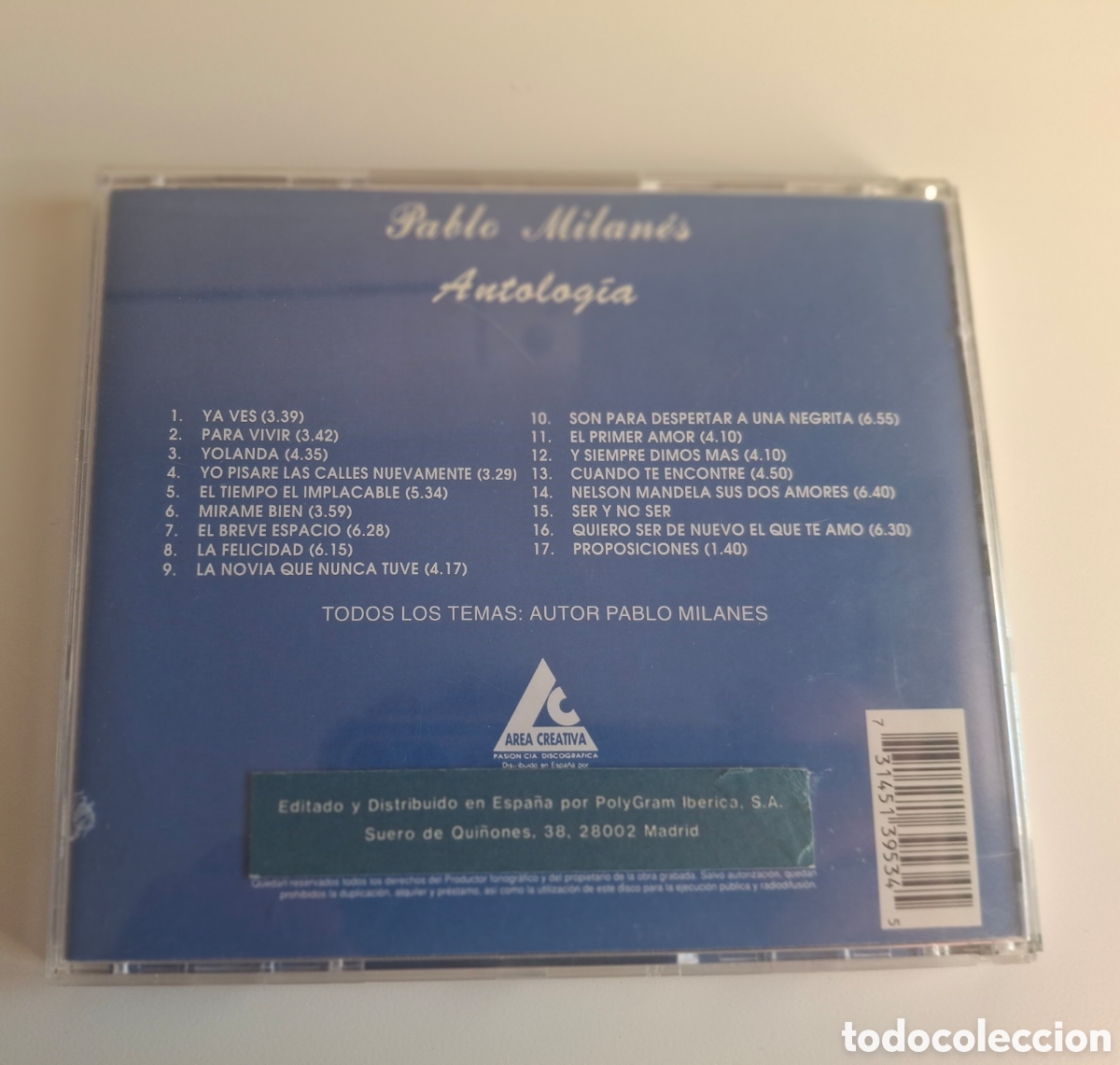 CDs de m&uacute;sica: CD PABLO MILAN&Eacute;S, ANTOLOG&Iacute;A - Foto 2