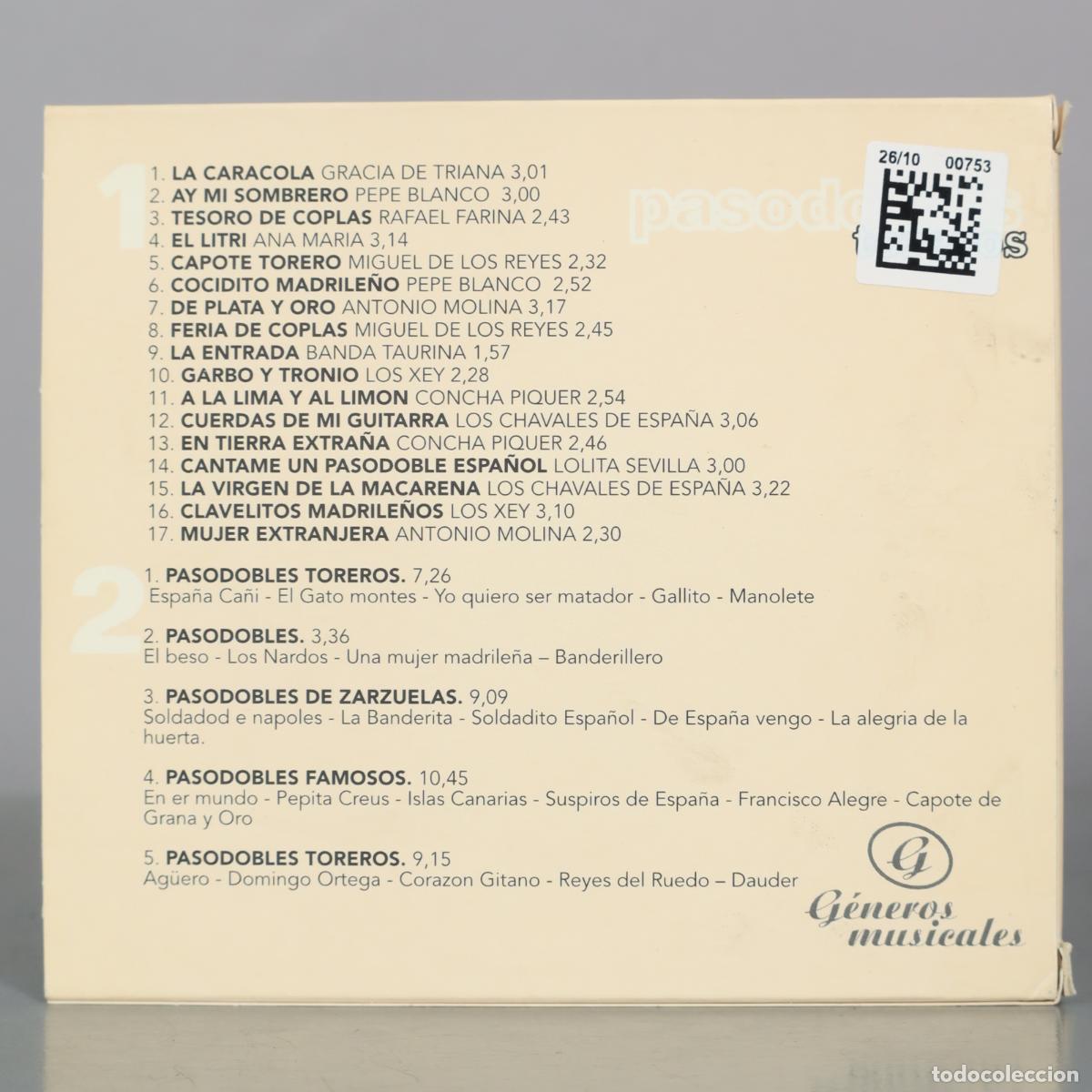 CDs de m&uacute;sica: CD. Pasodobles toreros - G&eacute;neros musicales - Foto 2