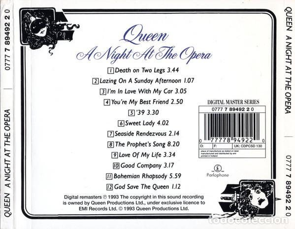 CDs de m&uacute;sica: Queen &rdquo;A Night at the Opera&rdquo; CD (1994 remasters) - Foto 2