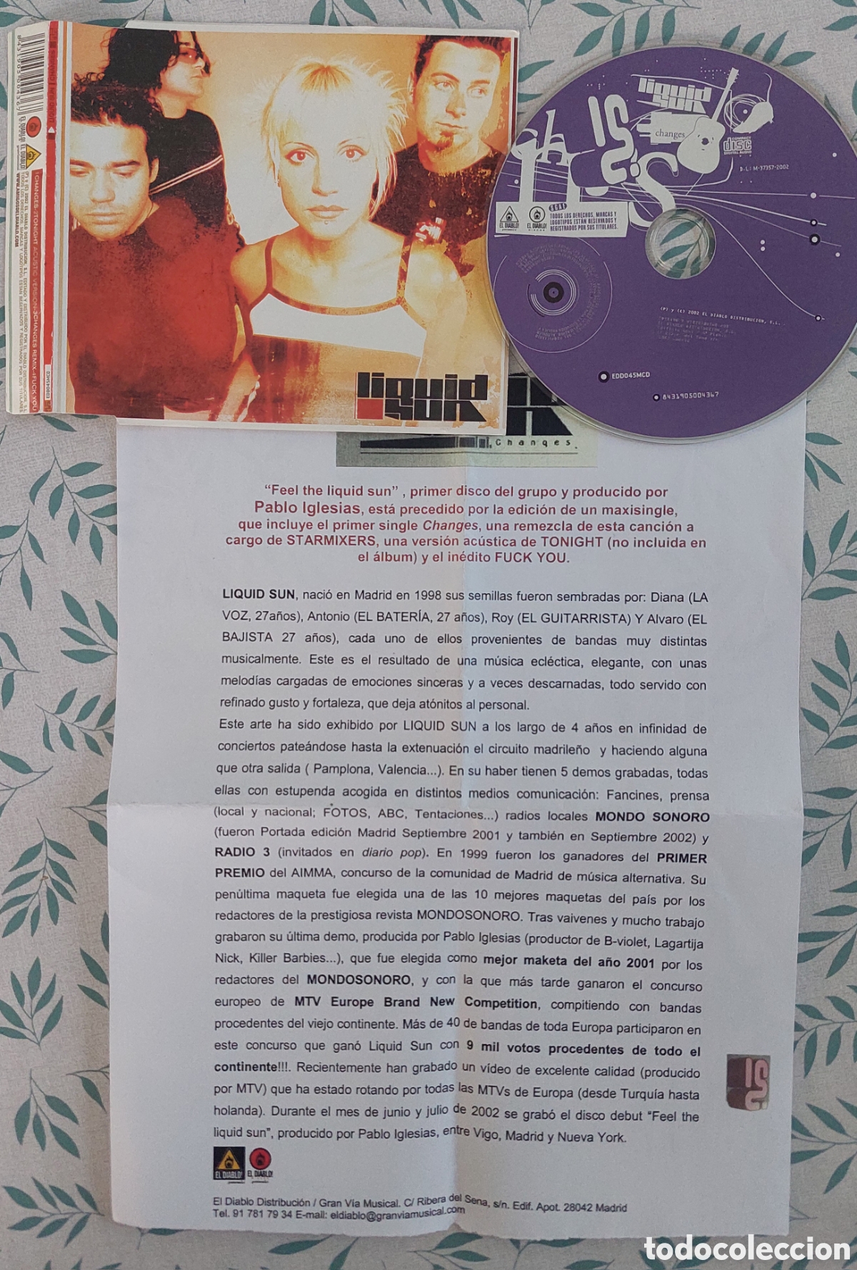 CDs de m&uacute;sica: LIQUID SUN CHANGES CD EP EL DIABLO 2002 CON NOTA DE PRENSA - Foto 3