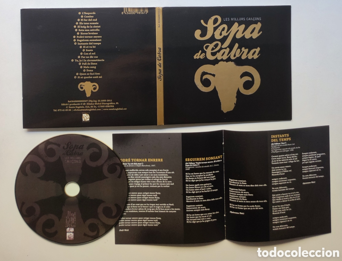 CDs de m&uacute;sica: DIGIPACK CD - SOPA DE CABRA / LES MILLORS CAN&Ccedil;ONS - 2011 MUSICA GLOBAL DISCOGRAF. / MUY BUEN ESTADO