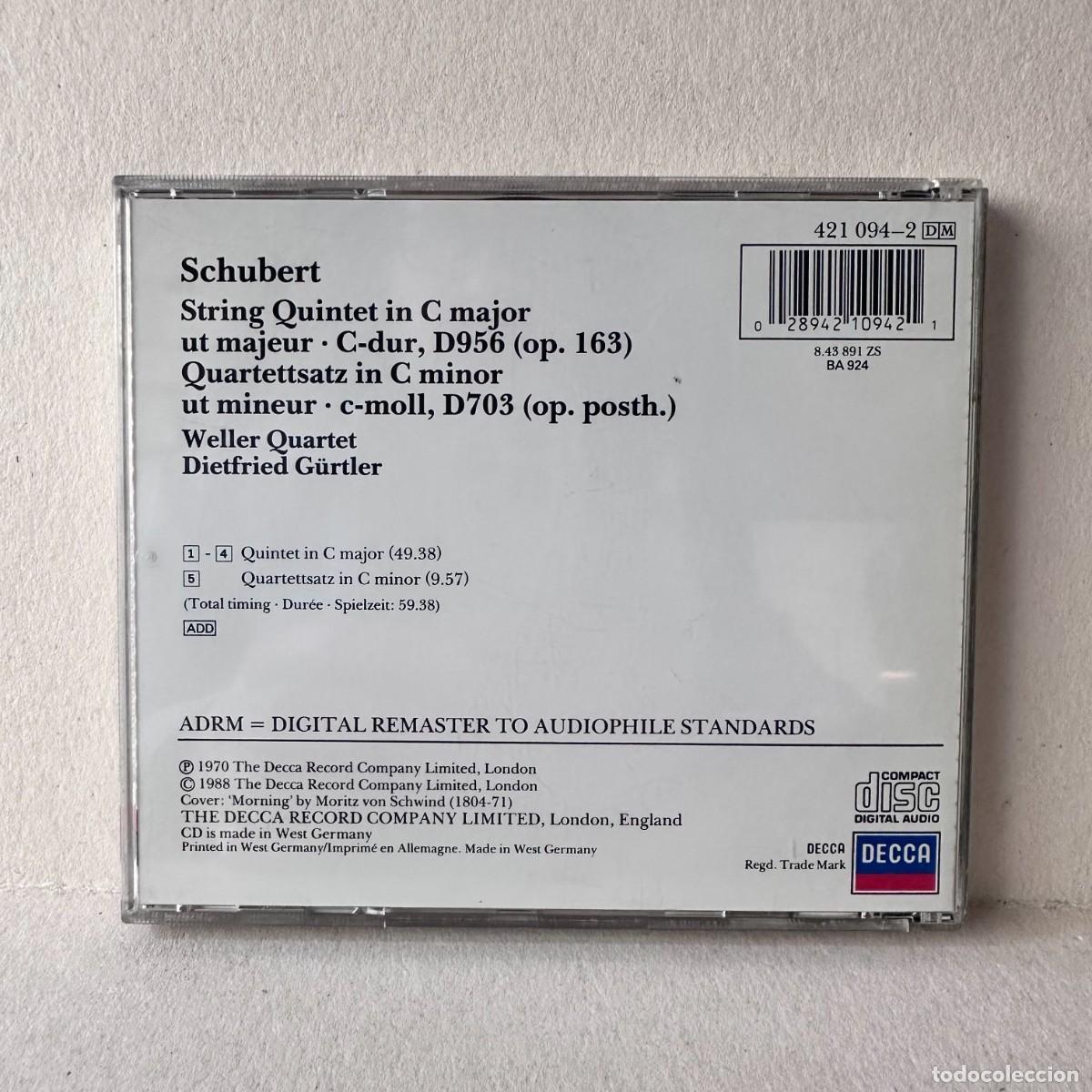 CDs de m&uacute;sica: Schubert - Dietfried G&uuml;rtler - String Quintet (CD) - Foto 2