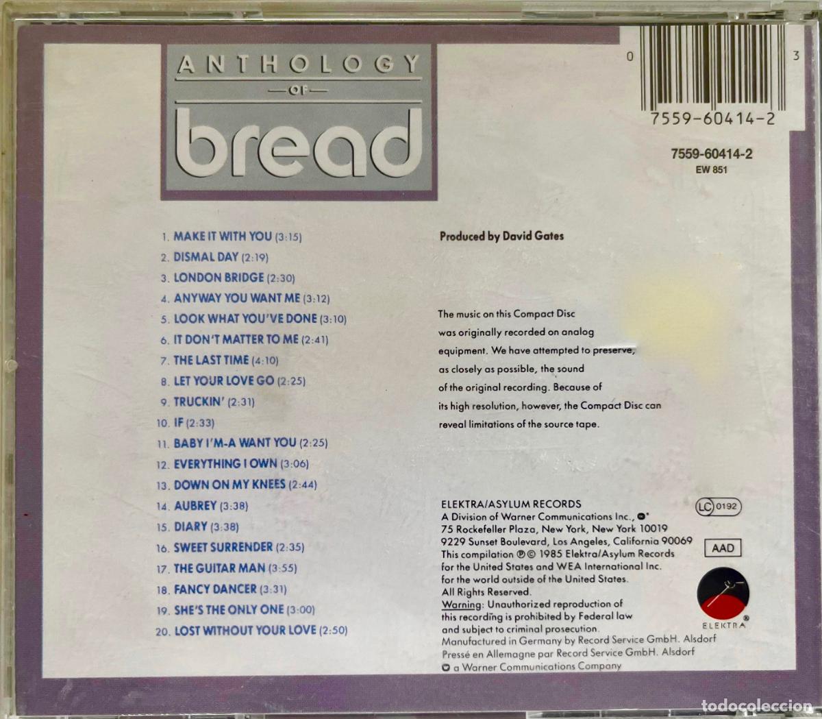 CDs de m&uacute;sica: BREAD. ANTHOLOGY. CD 1985 MADE IN GERMANY - Foto 2