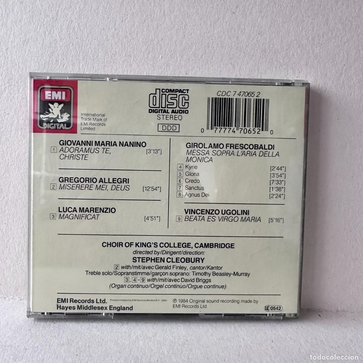 CDs de m&uacute;sica: Allegri - Stephen Cleobury - Miserere (CD) - Foto 2