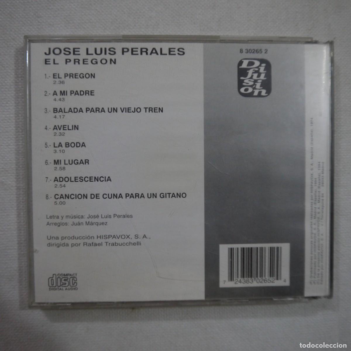 CDs de m&uacute;sica: JOSE LUIS PERALES - EL PREG&Oacute;N - CD 1994 - Foto 3