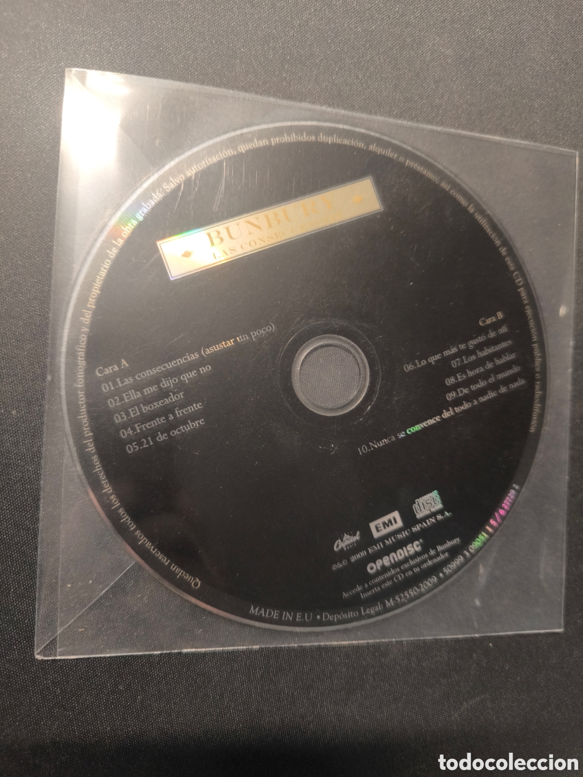 CDs de m&uacute;sica: Cd Bunbury. Las Consecuencias. Solo cd
