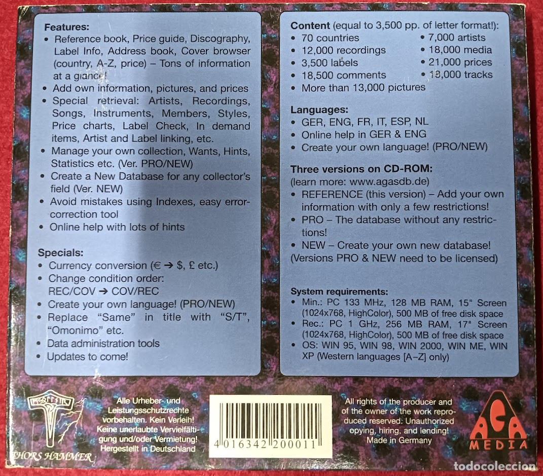 CDs de m&uacute;sica: CD AGAS DB - Thors Hammer 2004 - THCD-ROM 01 (EX-/EX) - Foto 2