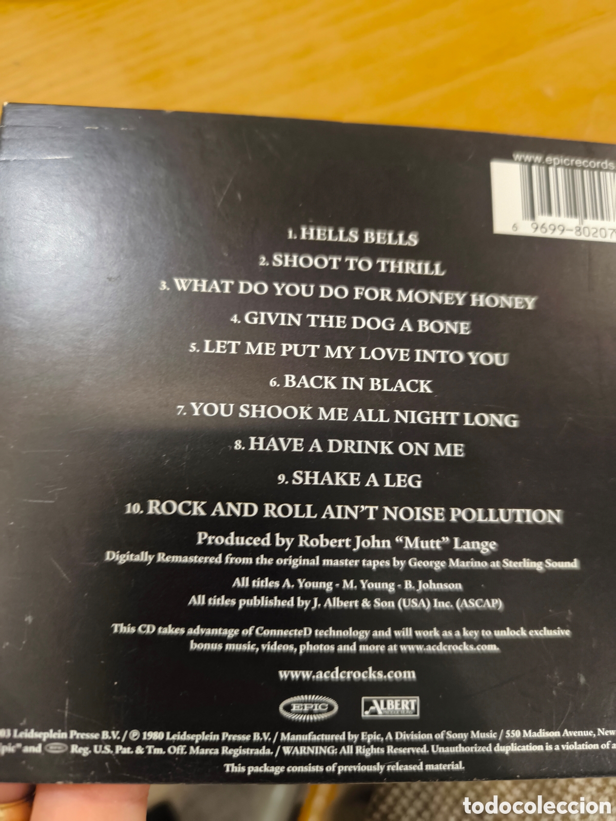 CDs de m&uacute;sica: Cd AC/DC back in black digipack edici&oacute;n usa - Foto 2