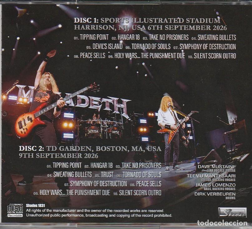 CDs de m&uacute;sica: 2 CDs - MEGADETH - Live US Tour 2026 - Foto 2