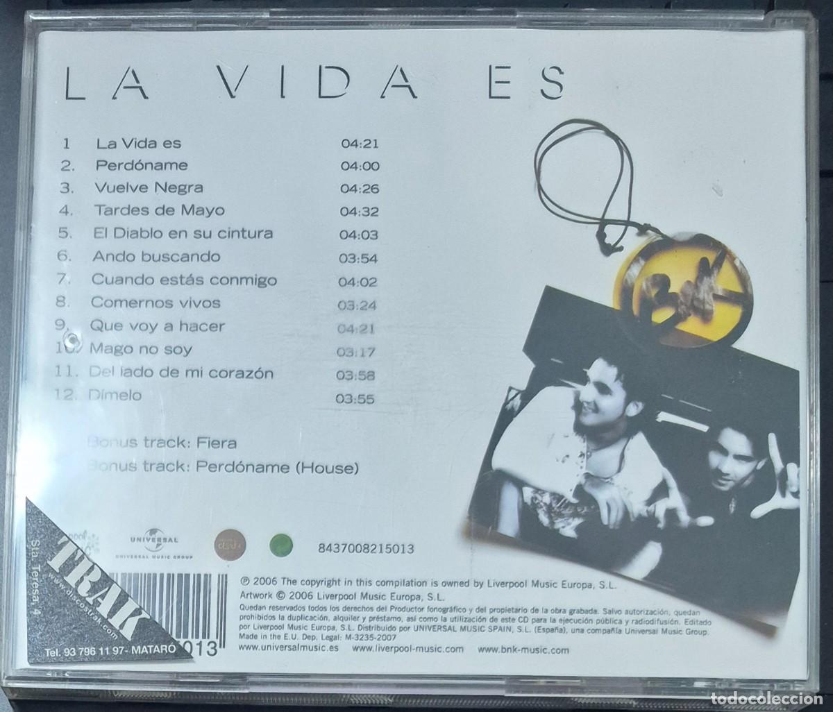 CDs de m&uacute;sica: LA VIDA ES - BNK (CD) - Foto 2