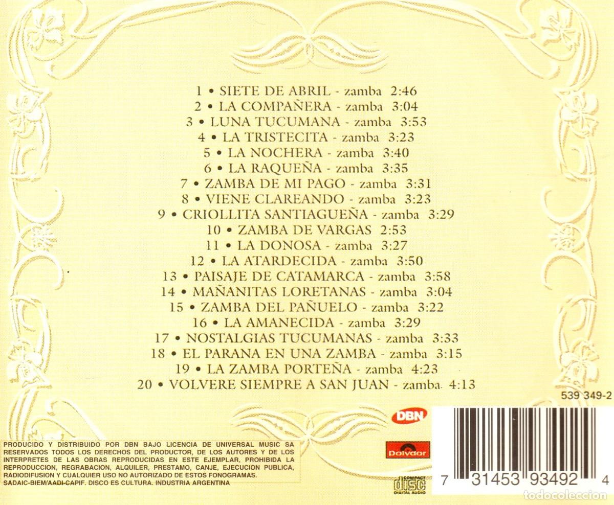 CDs de m&uacute;sica: ARIEL RAMIREZ. SOLAMENTE ZAMBAS. CD. - Foto 2