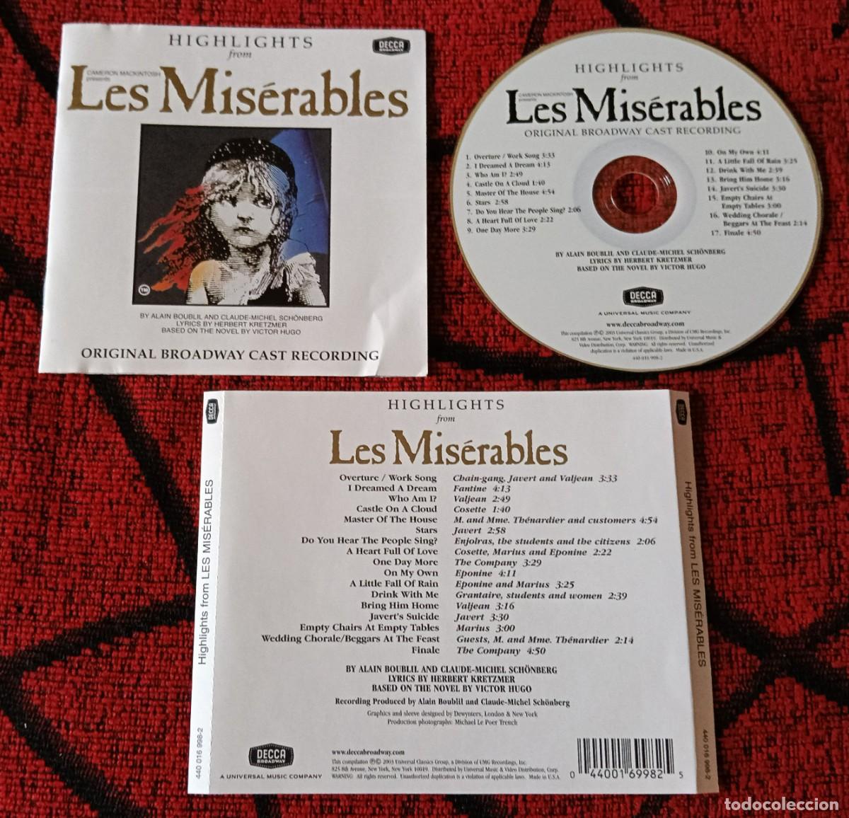 CDs de m&uacute;sica: LES MISERABLES *Highlights* CD 2003 USA Alain Boublil / Claude-Michel Sch&ouml;nberg