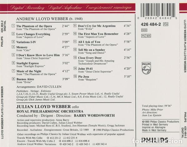 CDs de m&uacute;sica: JULIAN LLOYD WEBBER - LLOYD WEBBER PLAYS LLOYD WEBBER - CD - Foto 2