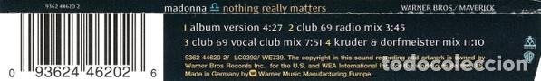 CDs de m&uacute;sica: MADONNA - NOTHING REALLY MATTERS - CD - Foto 2