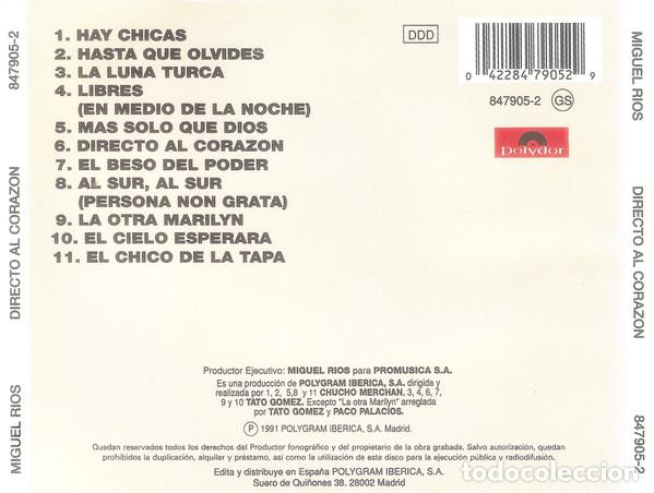 CDs de m&uacute;sica: MIGUEL R&Iacute;OS - DIRECTO AL CORAZ&Oacute;N - CD - Foto 2