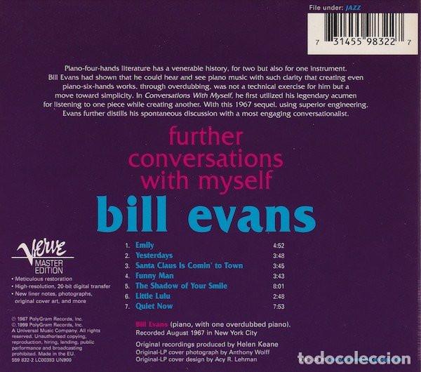 CDs de m&uacute;sica: BILL EVANS - FURTHER CONVERSATIONS WITH MYSELF - CD - Foto 2