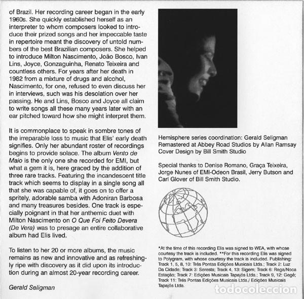 CDs de m&uacute;sica: ELIS REGINA - VENTO DE MAIO - CD - Foto 5
