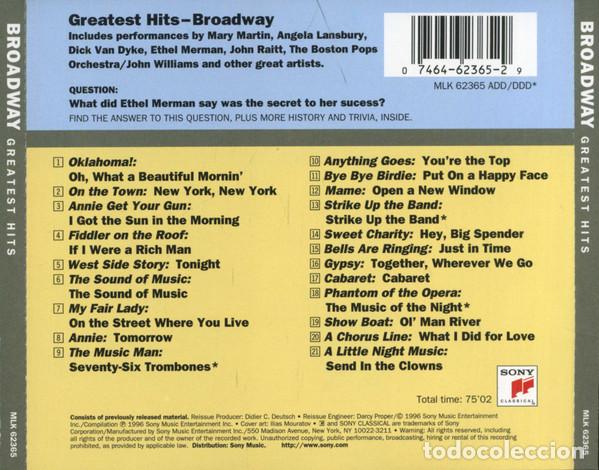 CDs de m&uacute;sica: VARIOS - GREATEST HITS BROADWAY - CD - Foto 3
