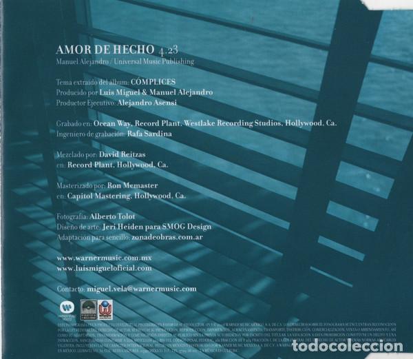 CDs de m&uacute;sica: LUIS MIGUEL - AMOR DE HECHO - CD - Foto 2